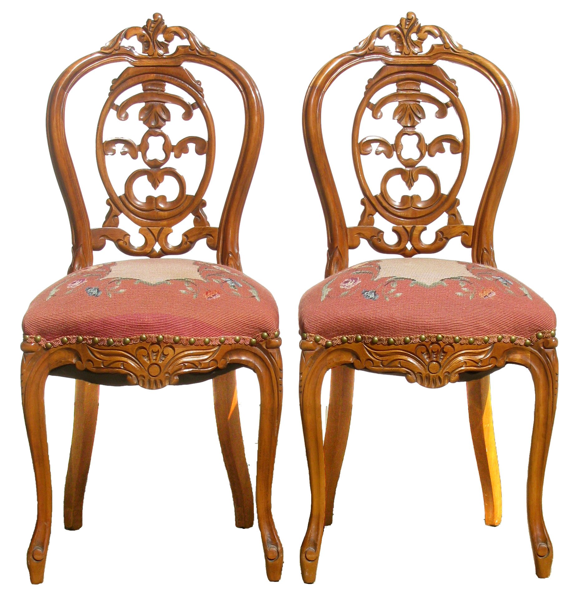 Carved Wood/Needlepoint Chairs, Pair~P77638776