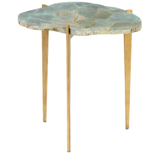 Philippine Malachite Table, Green/Gold Philippine Malachite Table, Green/Gold