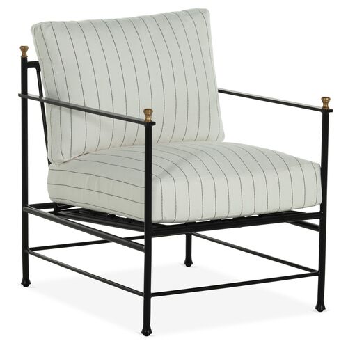 Frances Lounge Chair, White/Black Pinstripe~P77566849