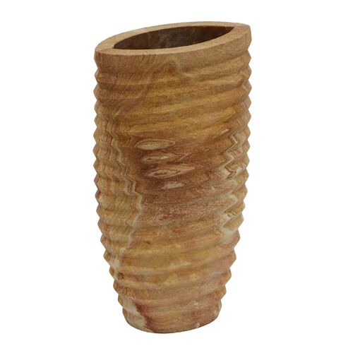 Braulia Ribbed Stone Vase, Sandstone
