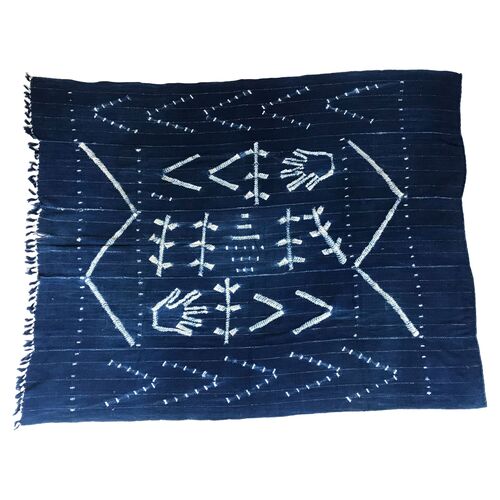 African Indigo Hand-Made Textile Throw~P77545535