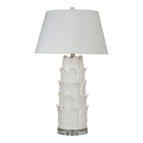 Kona Palm Blanc Ceramic Table Lamp, White