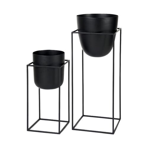 S/2 Cochise Plant Stands, Black S/2 Cochise Plant Stands, Black