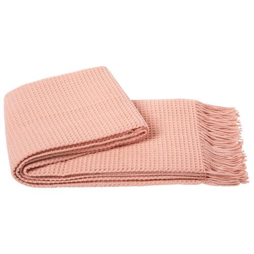 Waffle Weave Blend Throw, Pink~P77579710