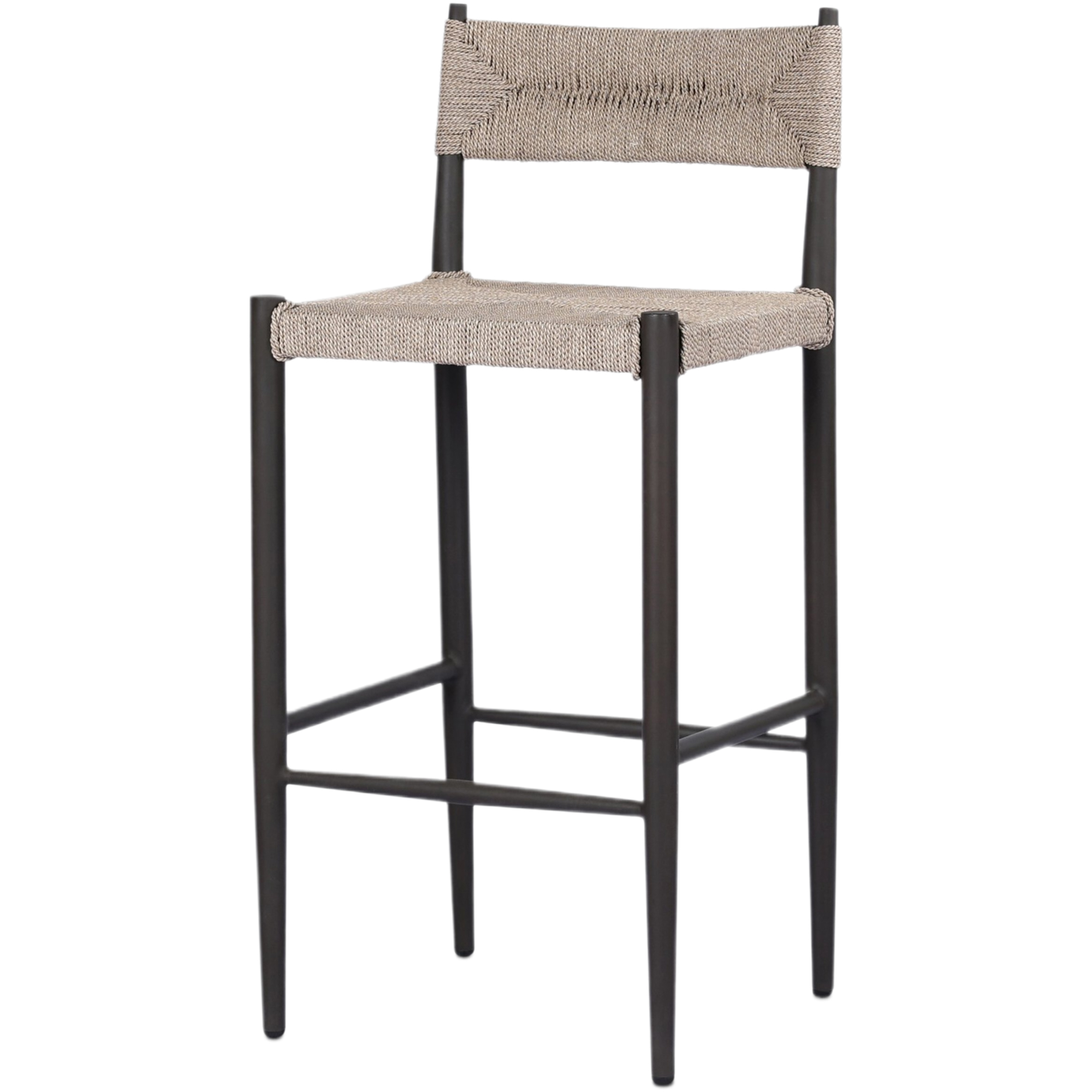 Mabel Outdoor Wicker/Iron Bar Stool, Textured Dune