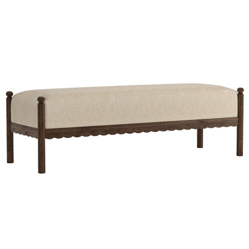 Bennett Scalloped Chenille Bench, Natural Bennett Scalloped Chenille Bench, Natural