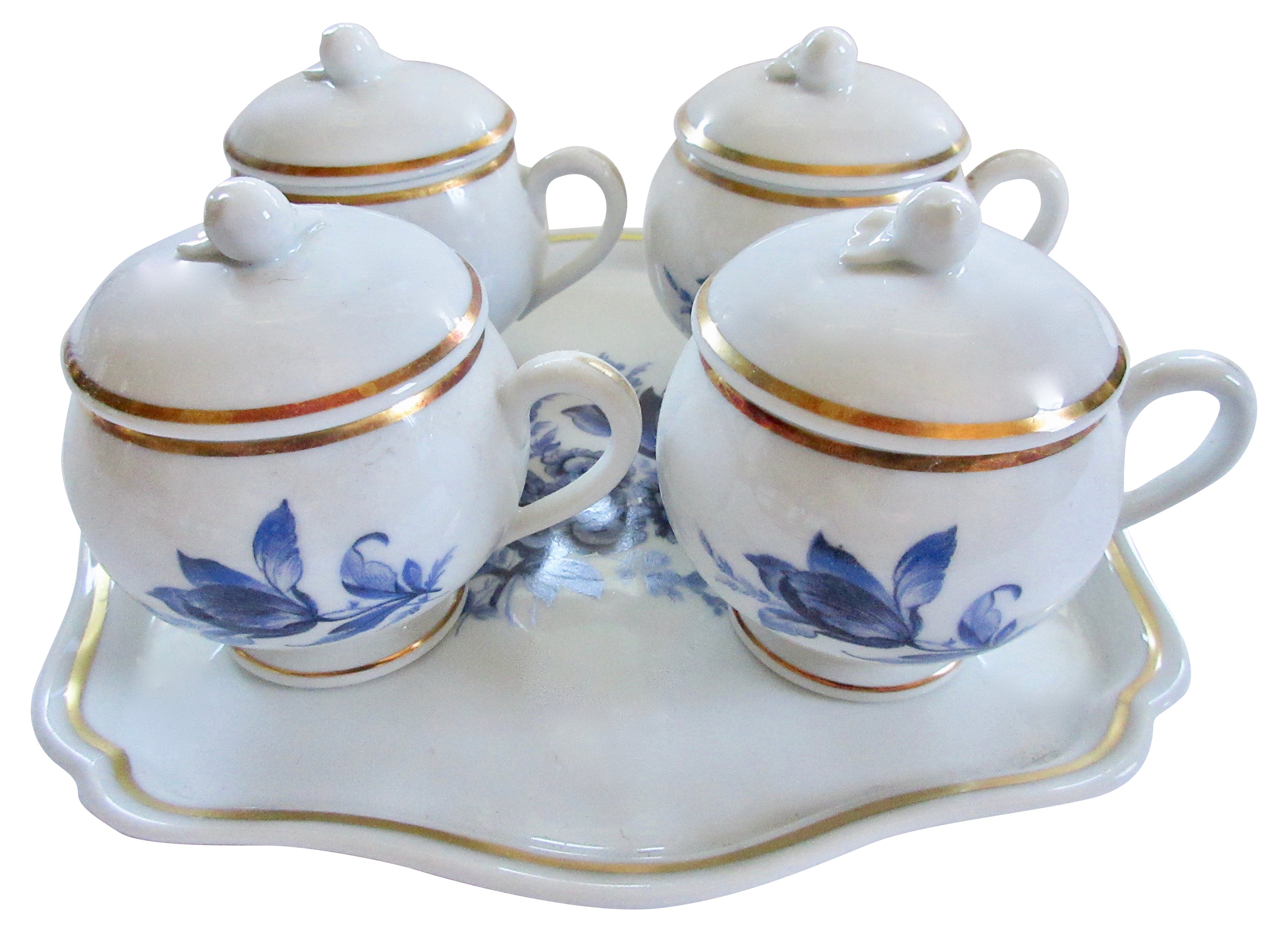 Ginori Porcelain Pots de Crème & Tray~P77560644