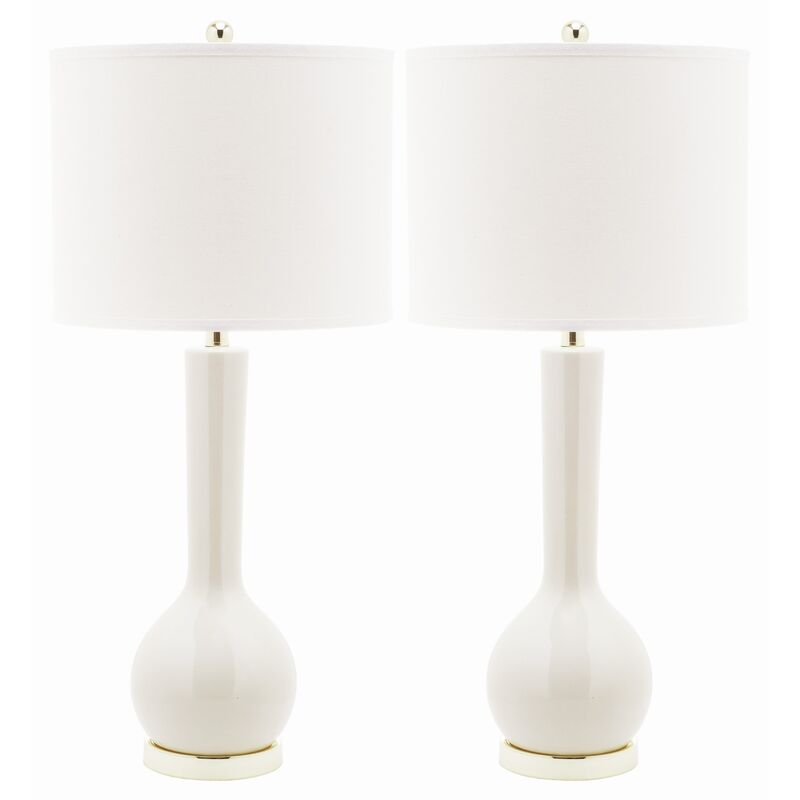 S/2 Ava Table Lamps, Talc