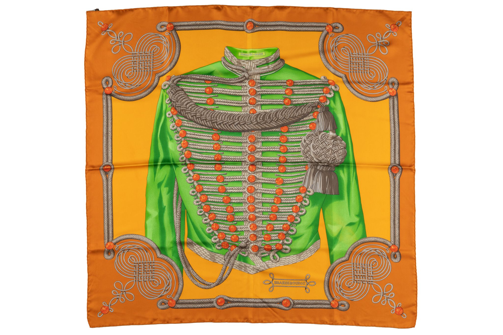 Hermès Rust "Brandebourgs" Silk Scarf~P77732395