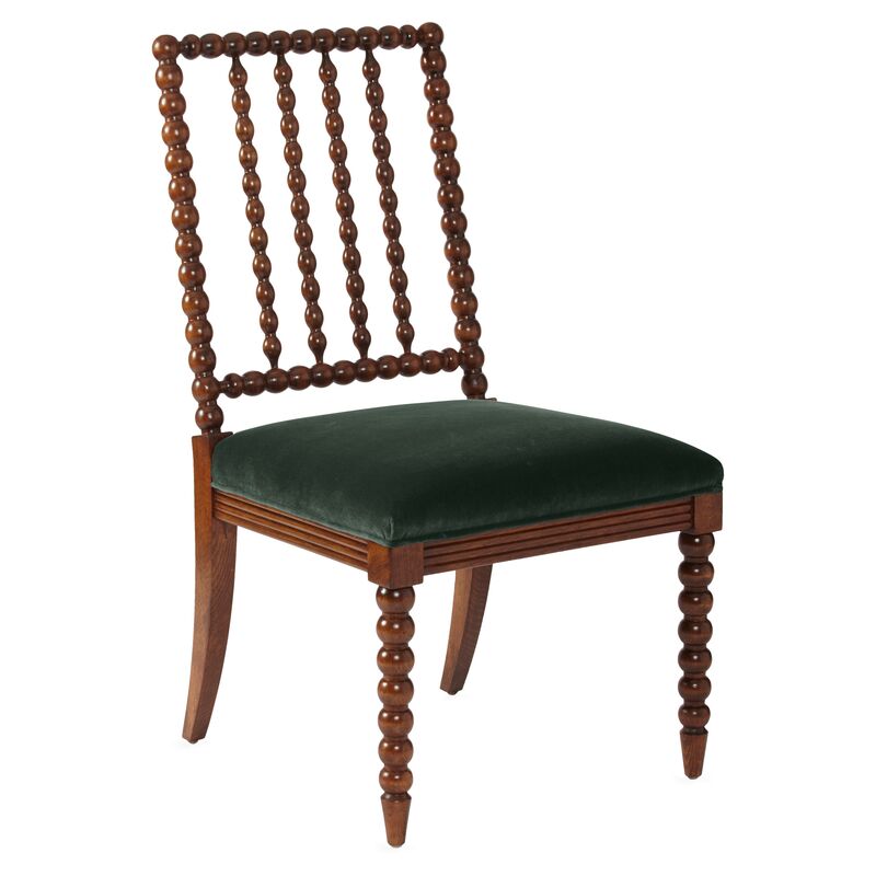 Barton Spindle Side Chair, Forest Velvet