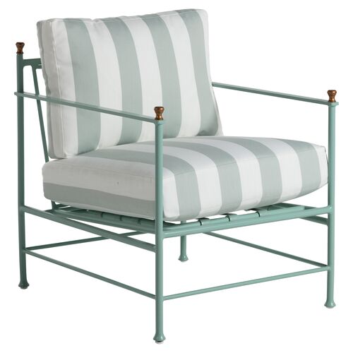 Frances Celadon Lounge Chair, Celadon Cabana Stripe~P111116763