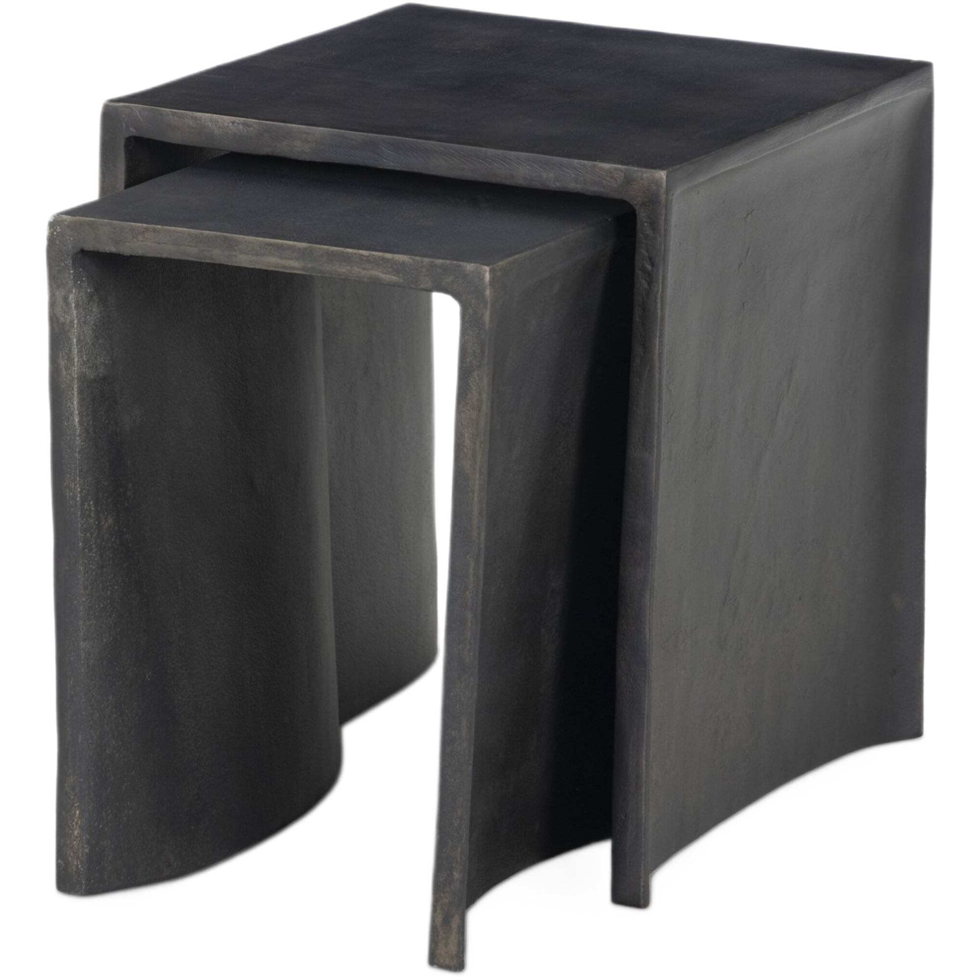 S/2 Kove Outdoor Nesting End Tables, Distressed Bronze