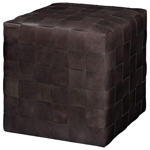 Woven Leather Ottoman