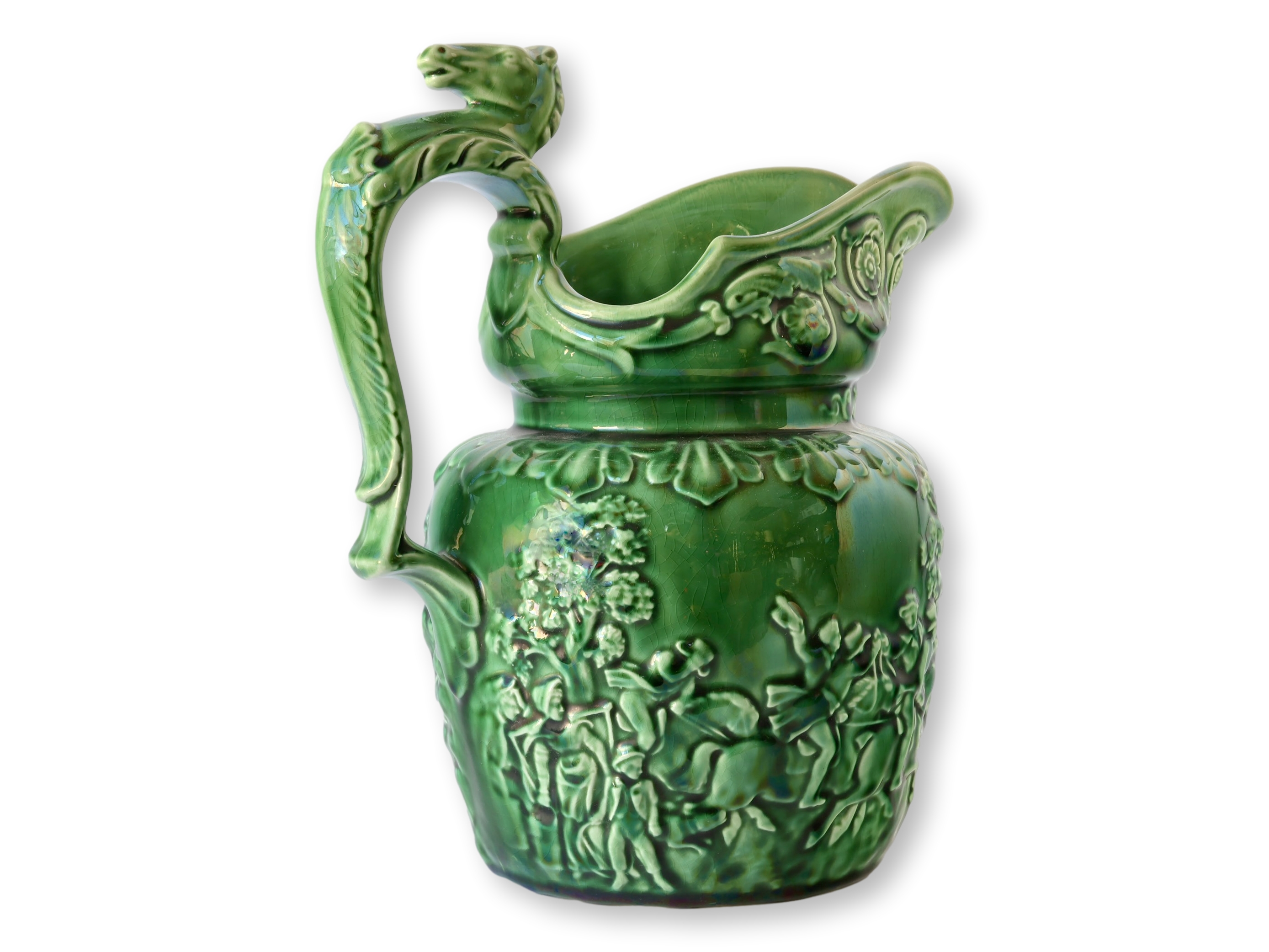English Majolica Equestrian Pitchen~P77712545