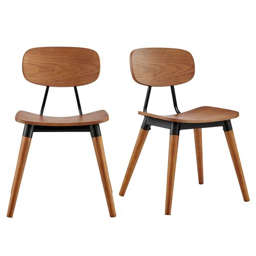 S/2 Kyra Side Chairs, Walnut