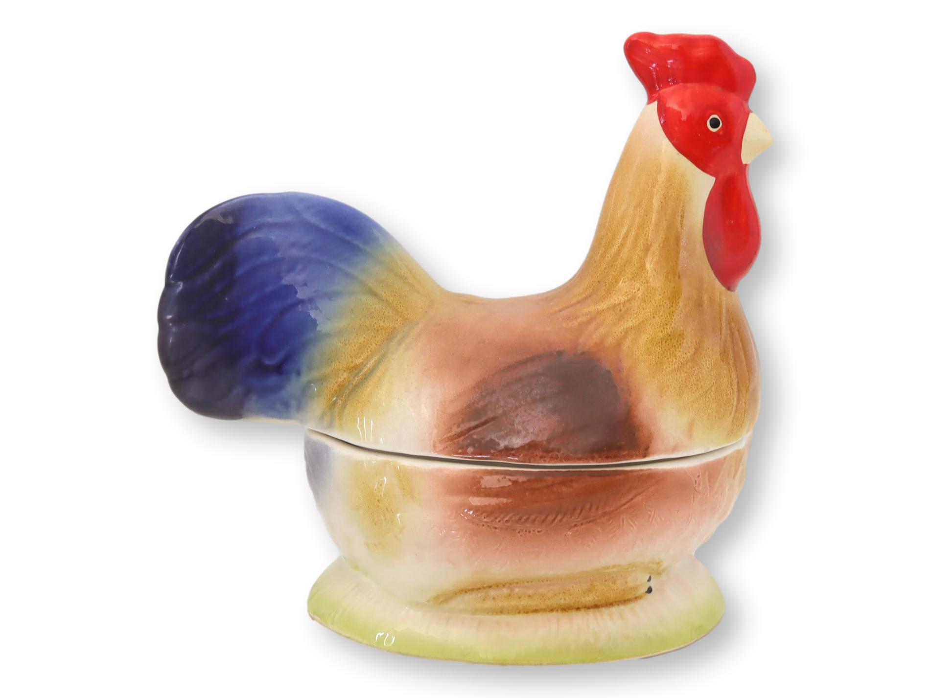 French Majolica Rooster Pâté Tureen~P77558862