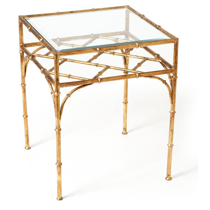Woodmont Glass-Top Side Table, Gold