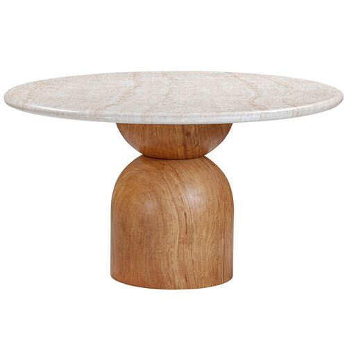 Zayden Concrete Indoor/Outdoor 54" Round Dining Table, Travertine