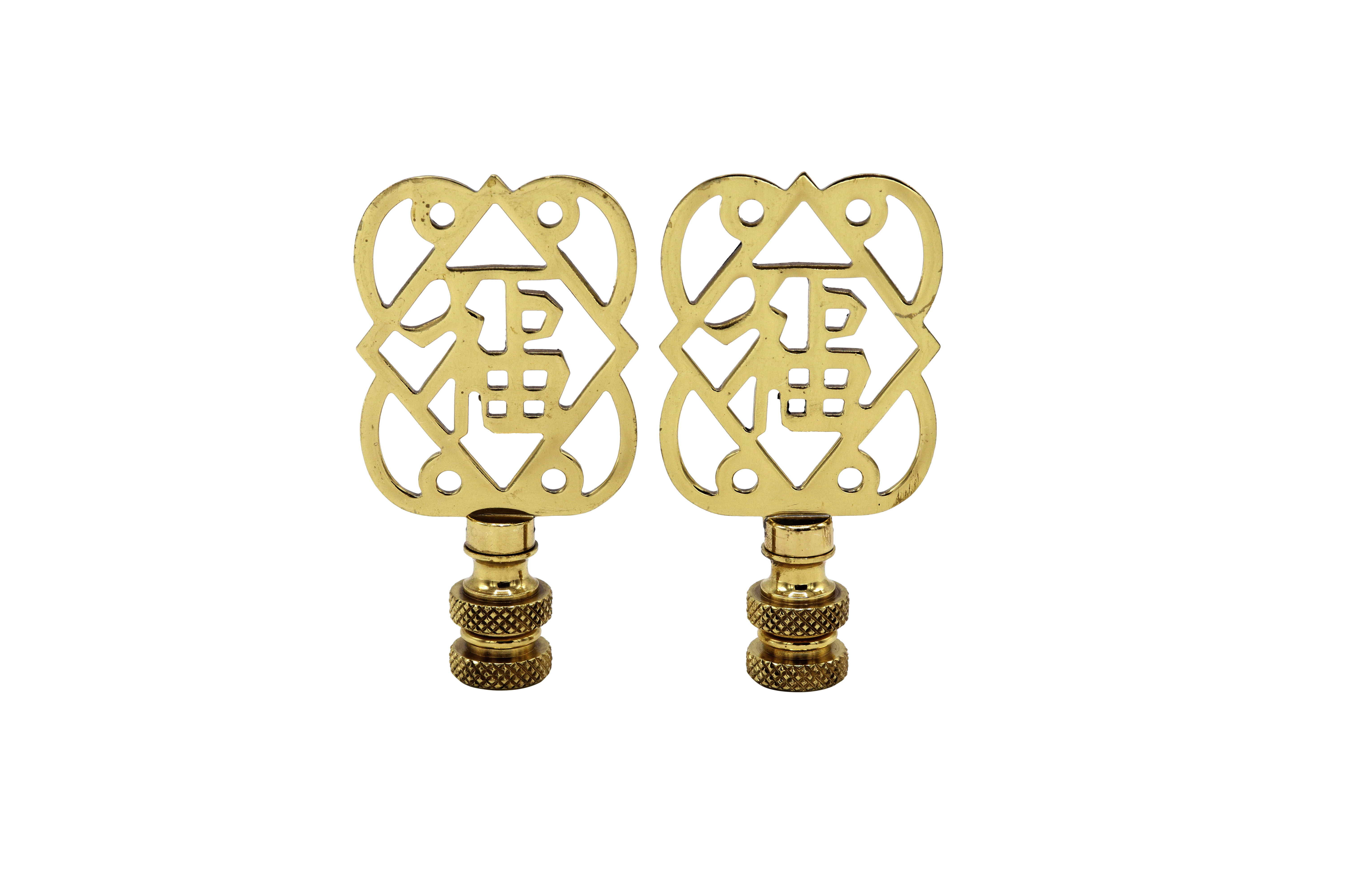 Chinoiserie Brass Lamp Finials - a Pair~P77614861