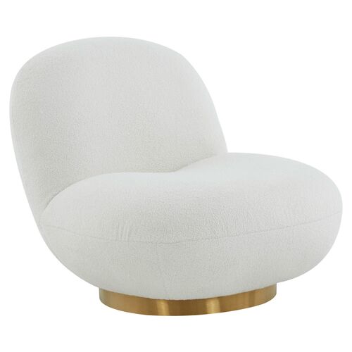Kelly Swivel Chair, White Boucle~P111113944