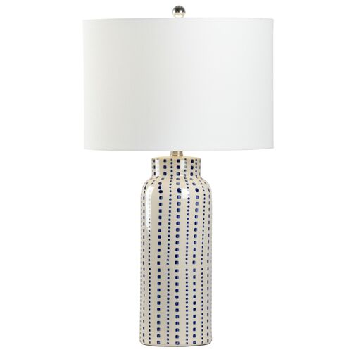 Milton Dotted Ceramic Table Lamp, Blue/White