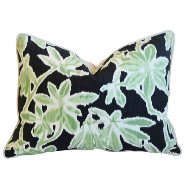 Madcap Cottage Black/Green Floral Pillow