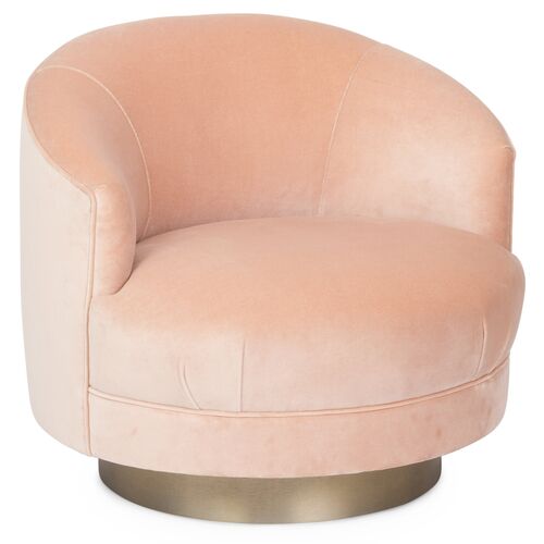 Edie Swivel Chair, Blush Velvet~P77342087