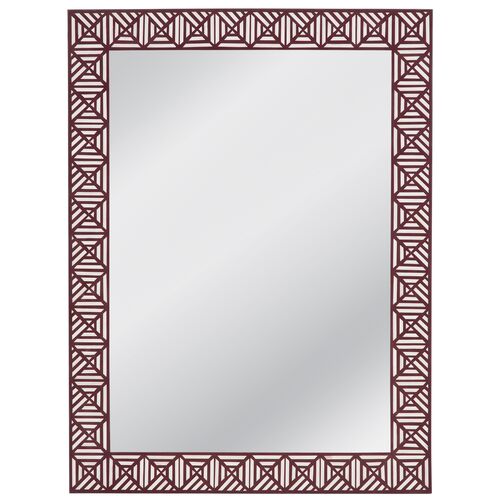 Astoria Bone Inlay Wall Mirror, Maroon/White Astoria Bone Inlay Wall Mirror, Maroon/White