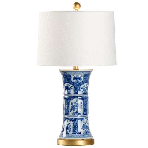 London Handpainted Ceramic Table Lamp, Blue/White