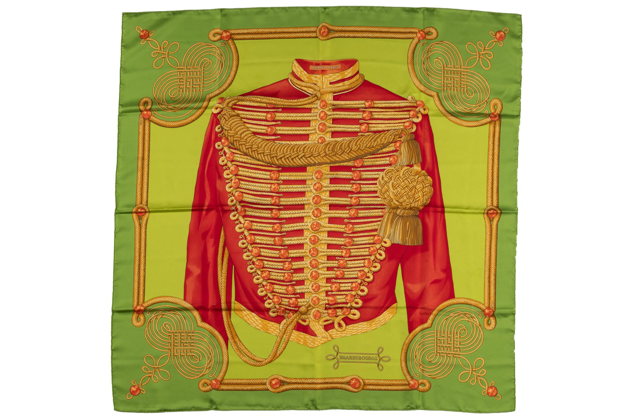 Hermès Green "Brandebourgs" Silk Scarf~P77732394