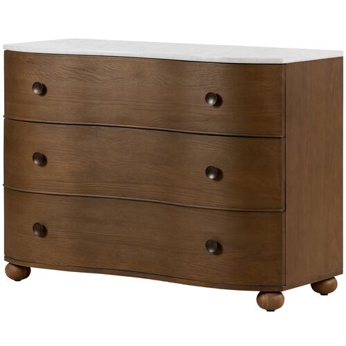 Carter Marble Top Chest, Toasted Oak/White 