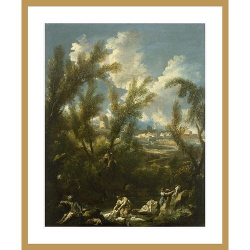 Landscape with Washerwoman by Alessandro Magnasco Print
