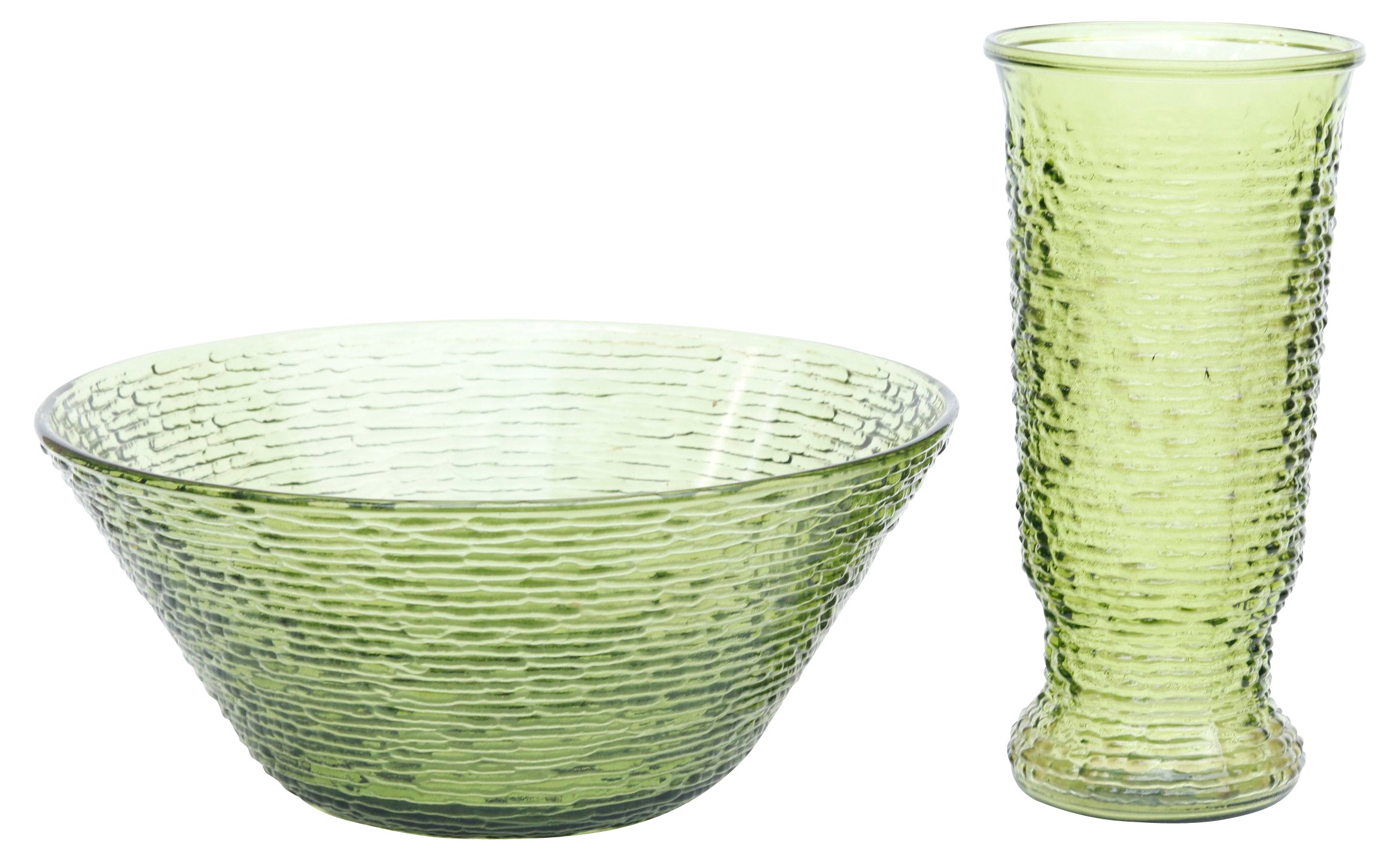 Soreno Green Glass Bowl & Vase Set~P77561433