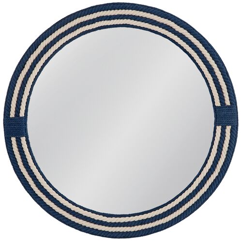 Carmine Round Rope Wall Mirror, Blue/White