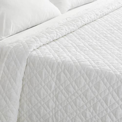 Washed Linen Quilt, White