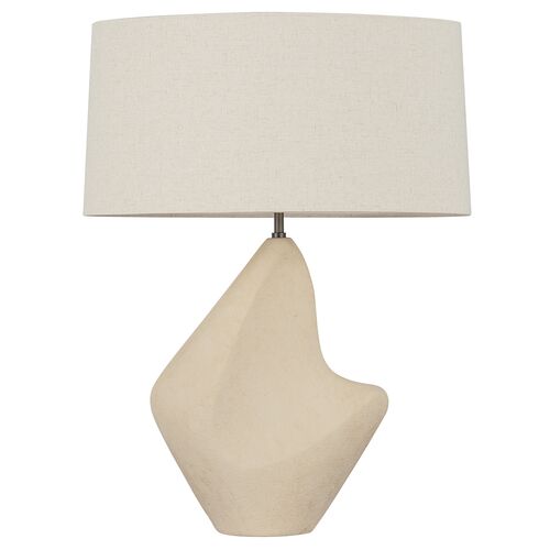 Huntly Ceramic Table Lamp, Ivory Breakstone/Natural Linen