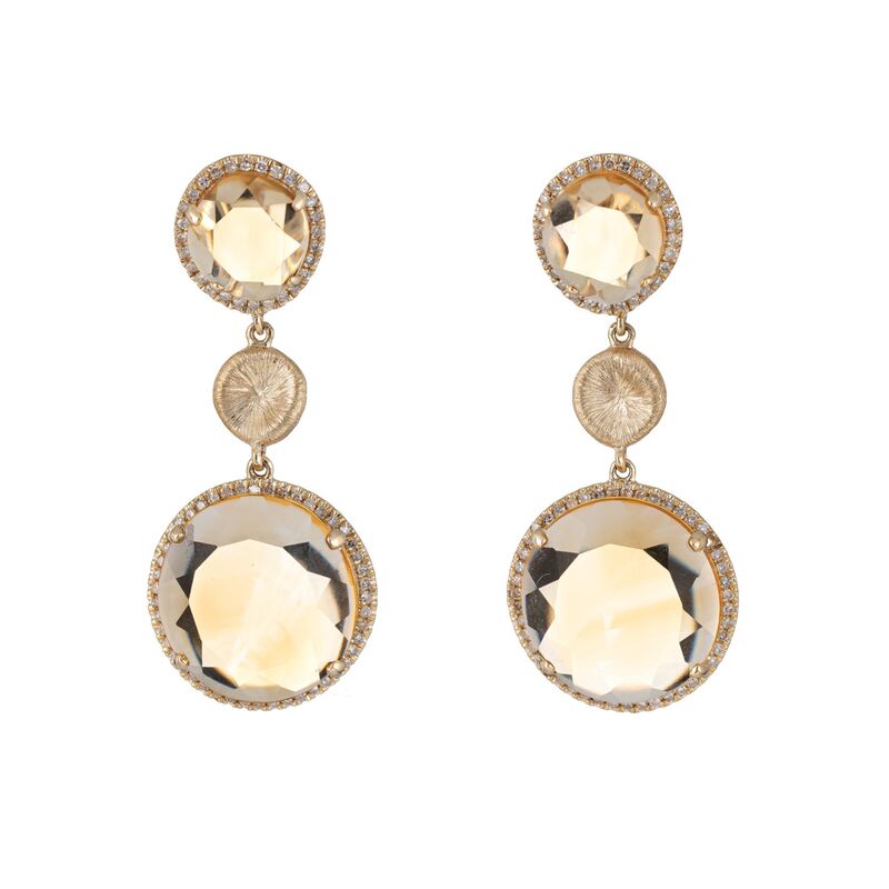 Golden Topaz Diamond Drop Earrings