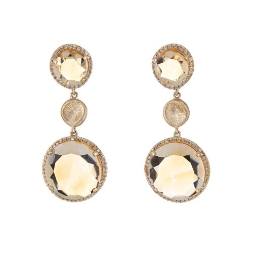 Golden Topaz Diamond Drop Earrings~P77597272