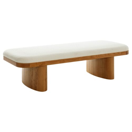 Cress Large Bench, White Boucle