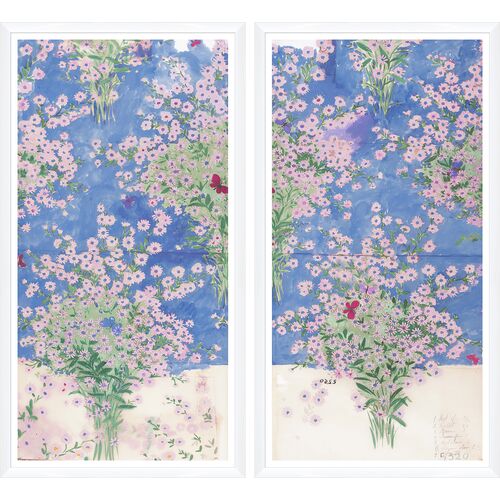 Paule Marrot, Papillons et Margeurites Diptych Variation II