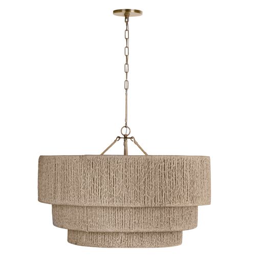 Reza Chandelier, Patina Brass/Natural Jute