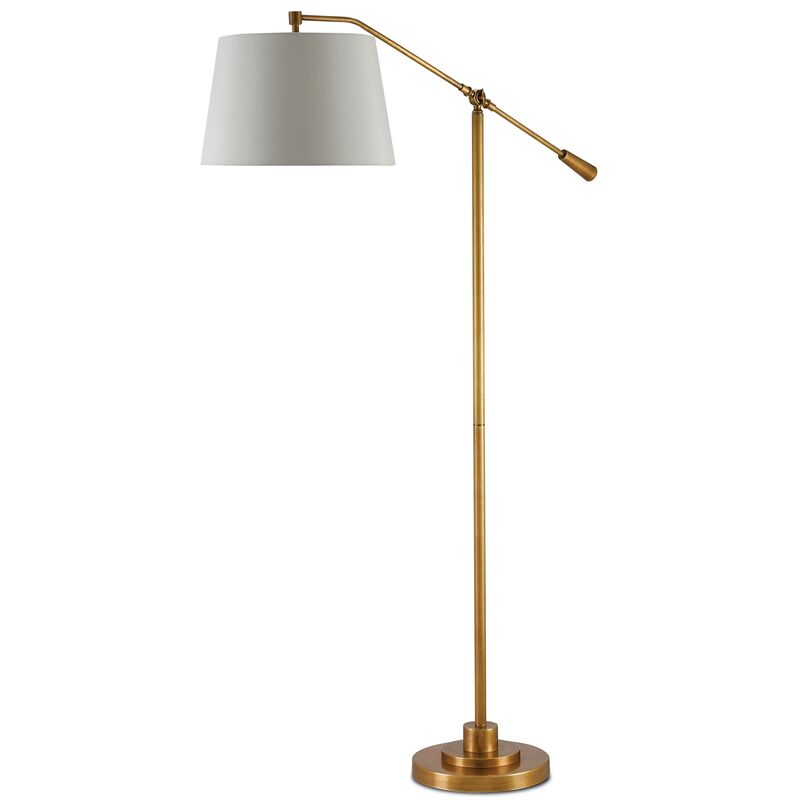 Maxstoke Floor Lamp, Antique Brass/Beige