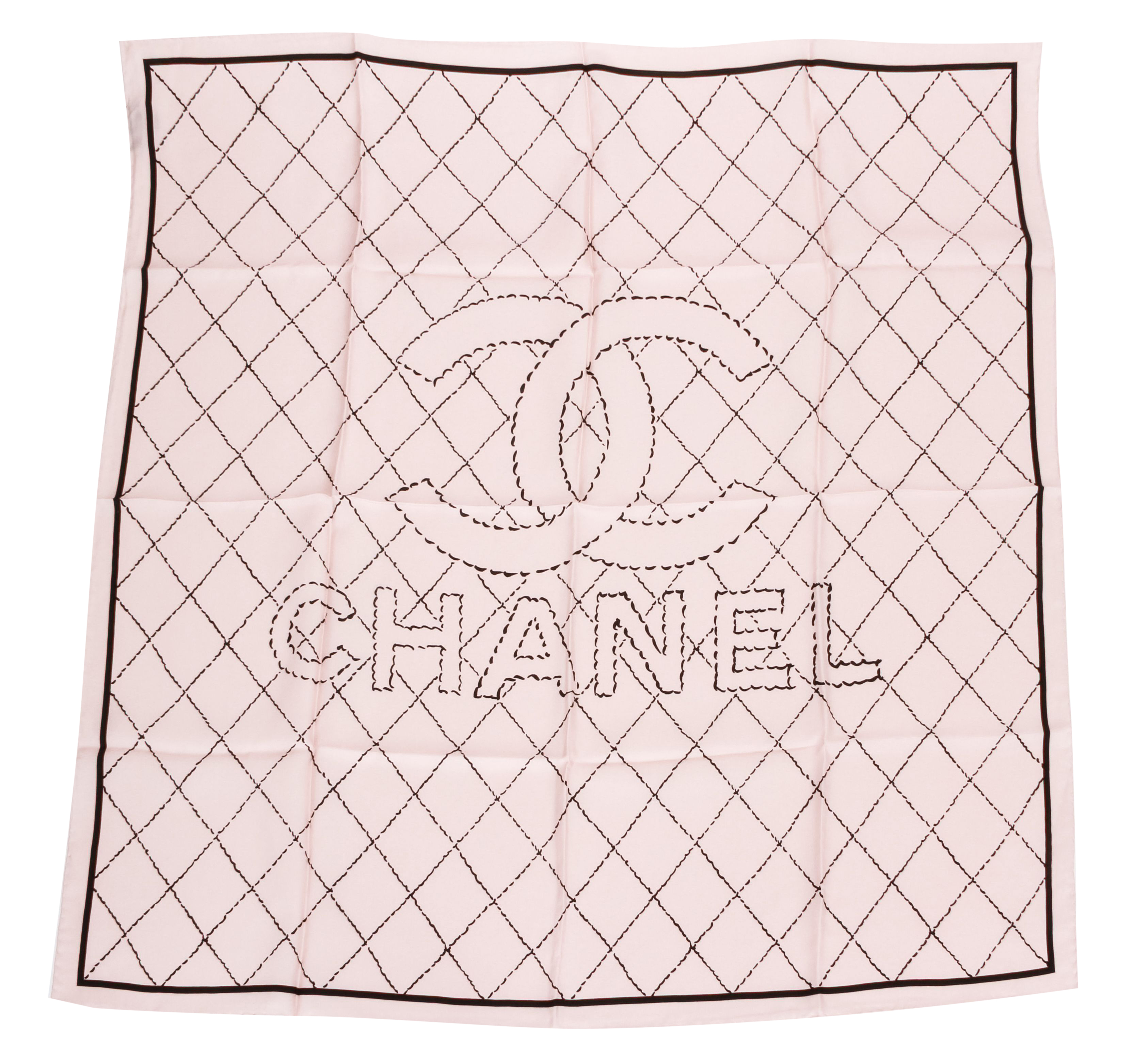 Chanel new pink and black quilted scarf~P77633508
