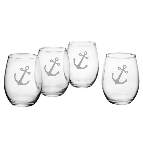 S/4 Anchor Stemless Wineglasses~P77244571
