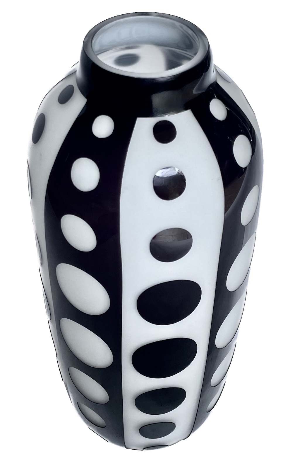 Glass Black & White Circles Vase~P77683142