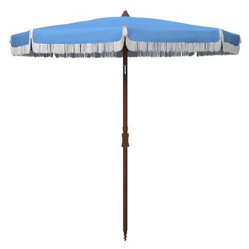 Frenchy Fringe Outdoor Patio Umbrella, Light Blue~P77647836