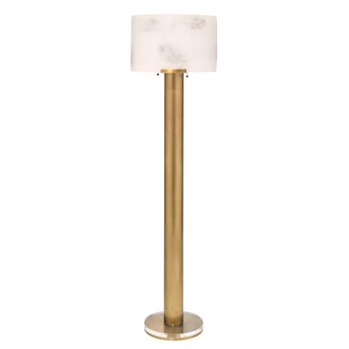 Elancourt Floor Lamp, Brass/Alabaster~P77638120