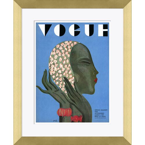 Vogue Magazine Cover, A Woman Putting on a Hat~P77603113