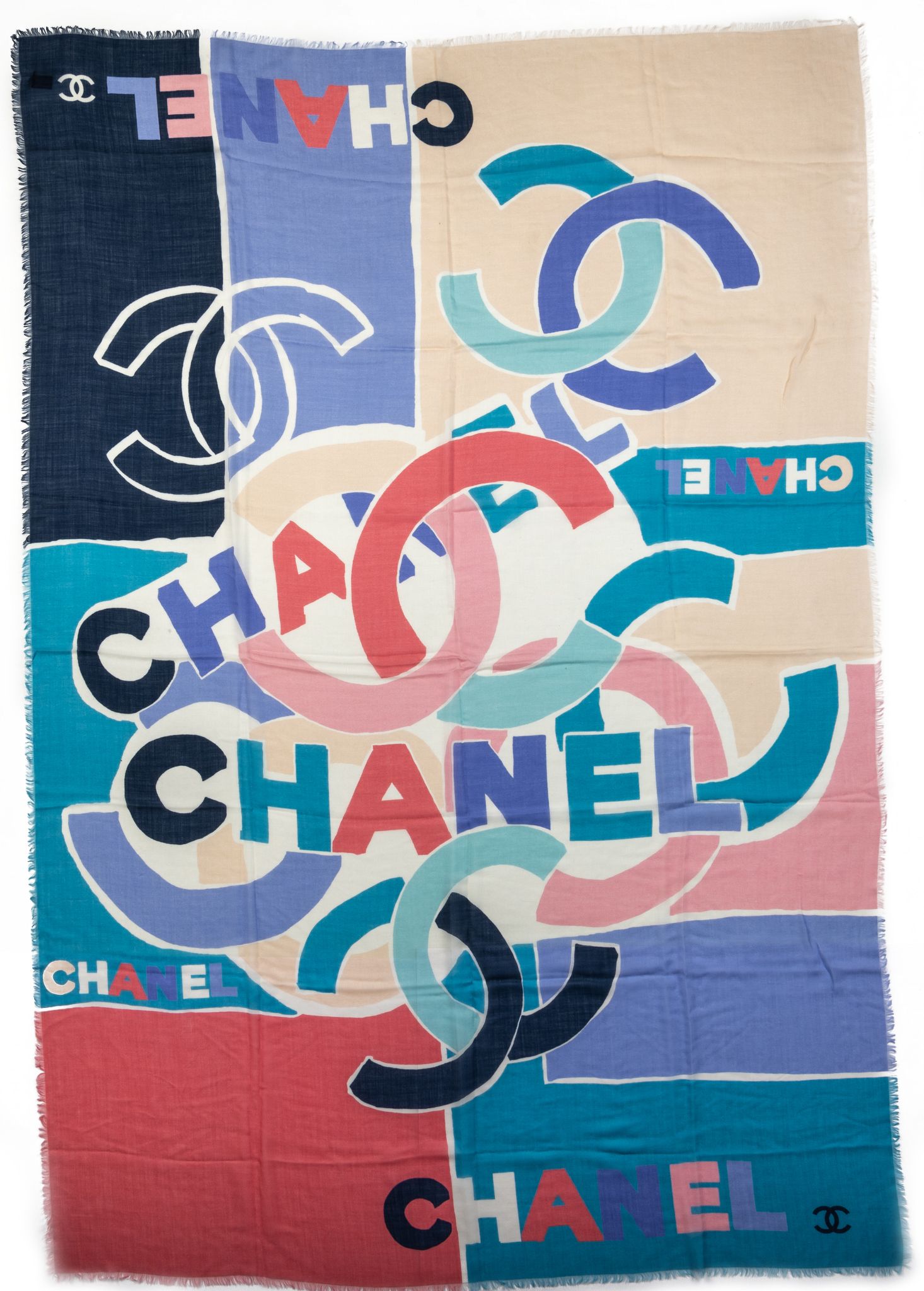 Chanel BN Multicolor Logo Cashmere Shawl~P77616351