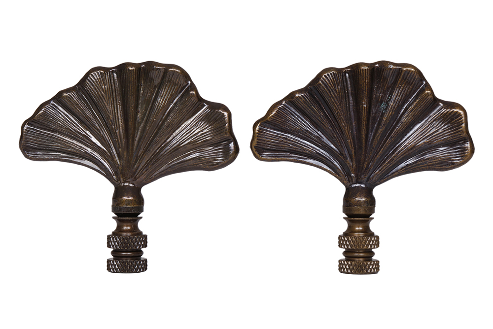 Antiqued Brass Shell Lamp Finials, Pair~P77645930